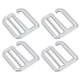 uxcell 4Pcs 38mm/1.5" Metal G-Hook Webbing Buckles Adjustable Flat Tri-Glide Slide Buckles for Backpack Strap Webbing, Silver