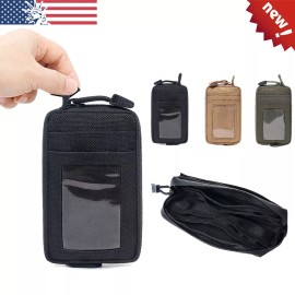 Unbranded Tactical Molle Pouch Key EDC Wallet Coin ID Card Bag Hiking Money Waist Pocket - Black