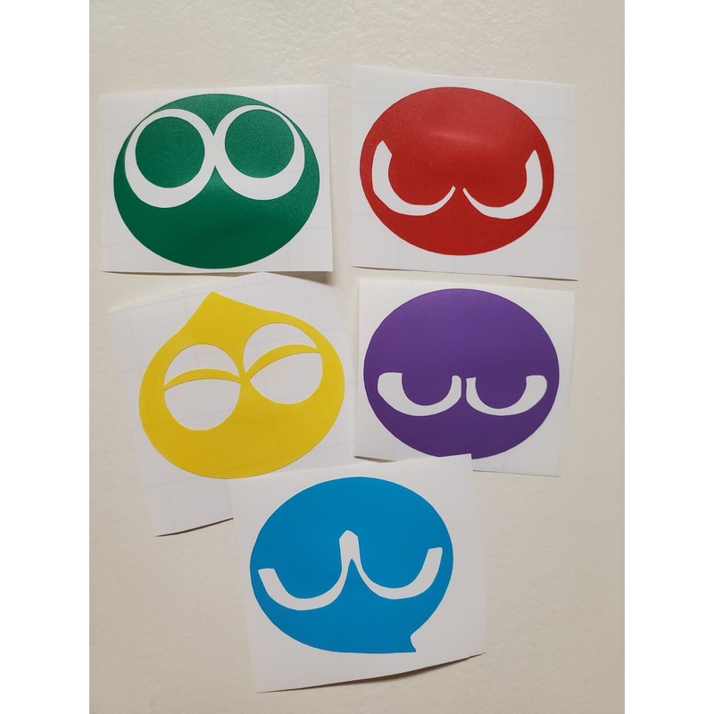 Puyo Puyo Arcade Game Set Sticker Vinyl Decals Binders, Walls,