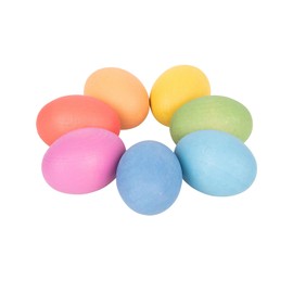 TickiT-74005 Rainbow Wooden Eggs - Set of 7 colors - Wooden Toys for Toddlers - For Ages 10m+ - Inspire Curiosity With Wooden Loose Parts Play