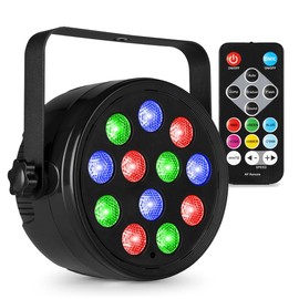 Fuzzix PLF12 LED Par Can Light with DMX, 12x 2W RGB LEDs, IR Remote, Sound Activated, Stand-Alone & Master/Slave Modes, Professional Disco Party Light, LED DJ Light for Stage & Events