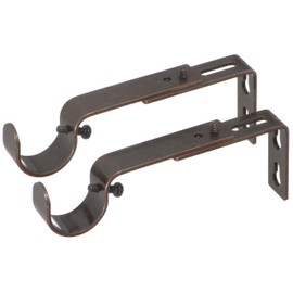 Ivilon Adjustable Brackets for Curtain Rods - for 1 or 1 1/8 Inch Rods. Set of 2 - Oil Rubbed Bronze