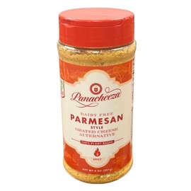 Panacheeza Hot & Spicy Plant Based Grated Parmesan Style - Vegan, Bold Flavor for Pastas, Pizzas, Vegetables Salads and more - 8oz