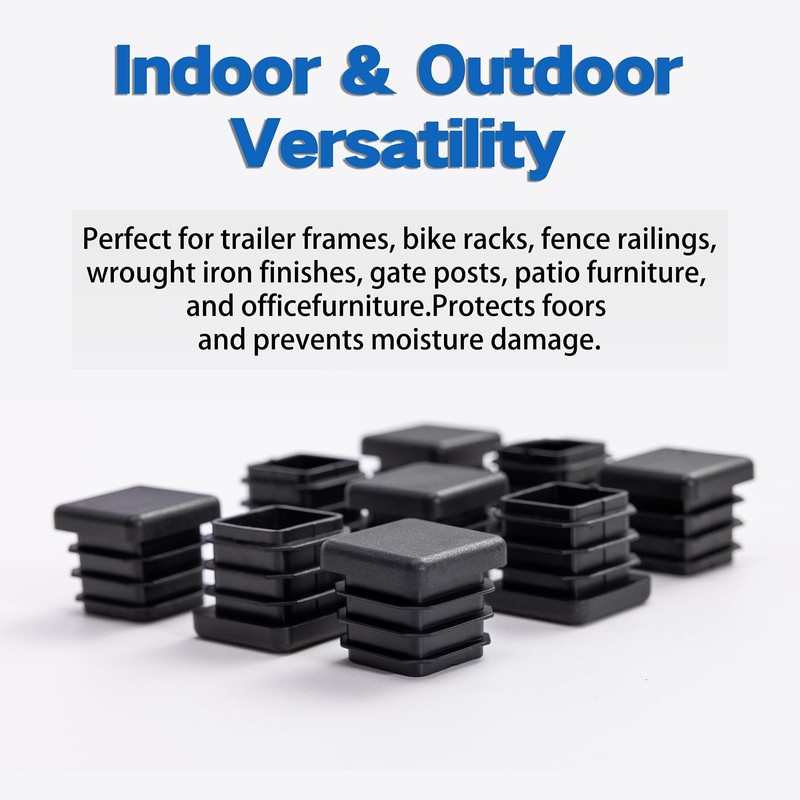 3/4" Square Tubing End Caps (20-Pack) - Durable Plastic Pipe