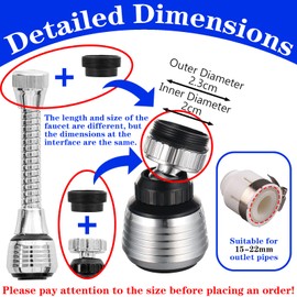 Pack of 2 Tap Aerator, Tap Extension, Tap Hose, Flexible Water Saving, 360° Swivel Stainless Steel Tap with Hose Extension, for Kitchen and Bathroom