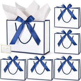 DOYIDE 30 Pcs Thank You Gift Bags with Tissue Paper, 9x7x3.1in Paper Gift Bags with Handles, Gift Wrap Bags with Bow Ribbon for Wedding Birthday Baby Shower Bridesmaid Party