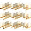 Zopeal 9 Pcs Bamboo Wooden Plate Racks Dish Rack Stand