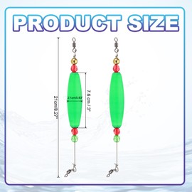 PATIKIL Fishing Floats Rigs 8.3 Inch, 4 Pack Olive Fishing Bobbers Popping Corks Float Weighted Bobbers Fishing Tackle with Copper Beads for Saltwater Freshwater Fishing Tackle, Green