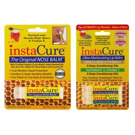 Nose Balm Heals Nasal Irritation, Ultra-Moisturizing Lip Repair Balms Vanilla Bean & Peppermint with Manuka Honey Vitamin E Shea Butter Aloe Vera Oil, 3-Pack Value Set.