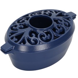 GoCampDirect Wood Stove Steamer - 2.5 Quart Wood Stove Humidifier, Full Porcelain Enamel Coated Cast Iron humidifier for Rust Proof, Matte Black Finish with Lattice Top Blue