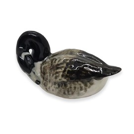 WitnyStore 1⅝" Gray Bend Neck Canada Goose Branta Geese Ceramic Fowl Bird Figurine Terrarium Decoration Collectible Statue for Adult Collectors Handcrafted Porcelain Sculpture Home Room Tabletop Decor