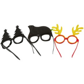 Juvale 3-Pack Christmas Glasses - Novelty Party Eyeglasses, Xmas Holiday Accessories, 3 Assorted Designs, Red, Green, and Gold