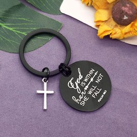 Vadaka Religious Faith Gift Jewelry Christian Keychain Inspirational Jewelry Baptism Keyring Bible Verse First Communion Gift