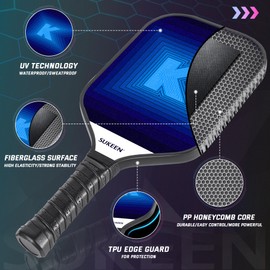 Sukeen Pickleball Paddles Set of 2 Lightweight Pickleball Paddles - Graphite Surface 5.5" Grip Pickleball Set: Pickle Ball Rackets 2 Pack, Pickleball Balls 4 Pack, Eraser & Bag