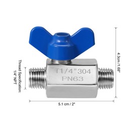 PATIKIL Mini Ball Valve 1/4" NPT Thread Female, 304 Stainless Steel Shut-Off Valve for Water Oil Gas Plumbing Fitting, Silver