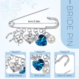 Jadive 2 Pcs Bride Gifts Silver Wedding Something Old Something Blue Bridal Pin Keepsake Dress Pin Silver Options and 25x25cm Embroidered Lace Wedding Handkerchief for Bride Day Gift