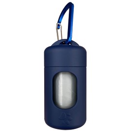 Dog Poop Bag Dispenser for Leash with Snap Clip, Skin-friendly Texture Waste Bag Holder for Dog Walks and Cats, Pets Litter Bag Container, Indoor & Outdoor Use (Navy, 1)