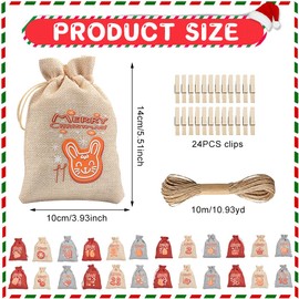 24Pcs Burlap Advent Calendar Christmas Advent Calendar Drawstring Burlap Bags For Families Children Parents Christmas Enthusiasts DIY Crafters Holiday Decorators Teachers Students Gift Givers