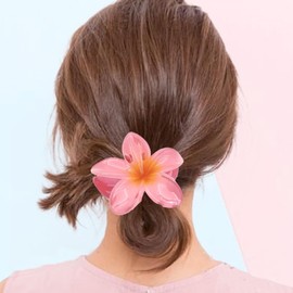 Flower Hair Clips,6 PCS Strong-Hold Hawaiian Hair Clips for Women & Girls Large Acrylic Floral Hair Jaw Clips for Medium Thick Hair Nonslip Plumeria Flower Hair Accessories