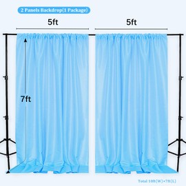 Alsoo 2 Panels Blue Backdrop Curtains for Party Wedding Birthday, 5x7ft Wrinkle-Free Washable Portable Curtain Backdrops with Rod Pockets, Fits Baby Shower Photography and Home Decor