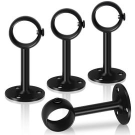 TOKPLNU Ceiling Curtain Rod Brackets, Heavy Duty Ceiling Curtain Rod Holders, Black 4 Pack Curtain Rods Hooks Hangers for Wall Drapery Closet Rod Bracket Support for 1 1/4-Inch Drape Poles