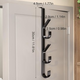 MOFELON Over Door Hooks, 4 Packs Over Door Hanger, Heavy Duty Metal Door Hanger for Bedroom Coats Hanging, Clothes, Towel, Hats, Bags - Black