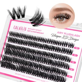 CALAILIS Lash Clusters Wispy 3D Fluffy Cluster Eyelash Extensions 72Pcs Multi-Layered Thick DIY Eyelash Clusters Soft and Reusable Volume Individual Cluster Lashes (B11, 10-16MIX)