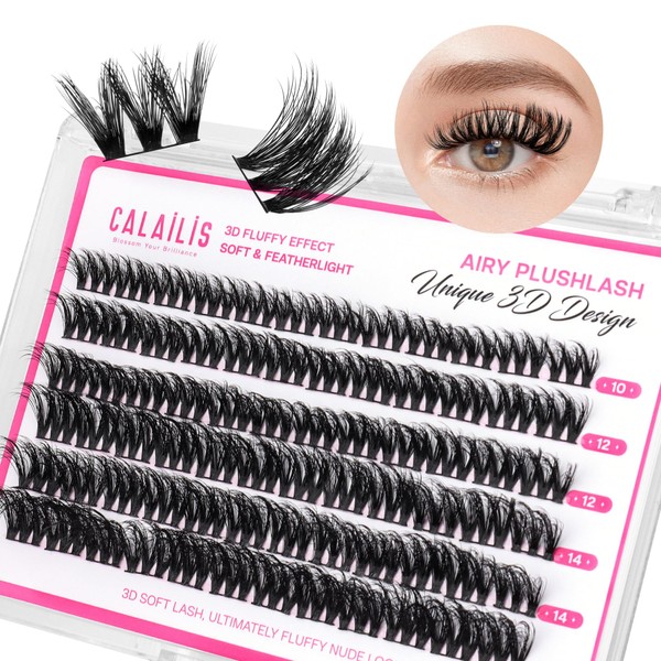 CALAILIS Lash Clusters Wispy 3D Fluffy Cluster Eyelash Extensions 72Pcs