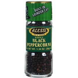 Alessi Whole Black Peppercorns, 1.34-Ounce Grinders (Pack of 6)