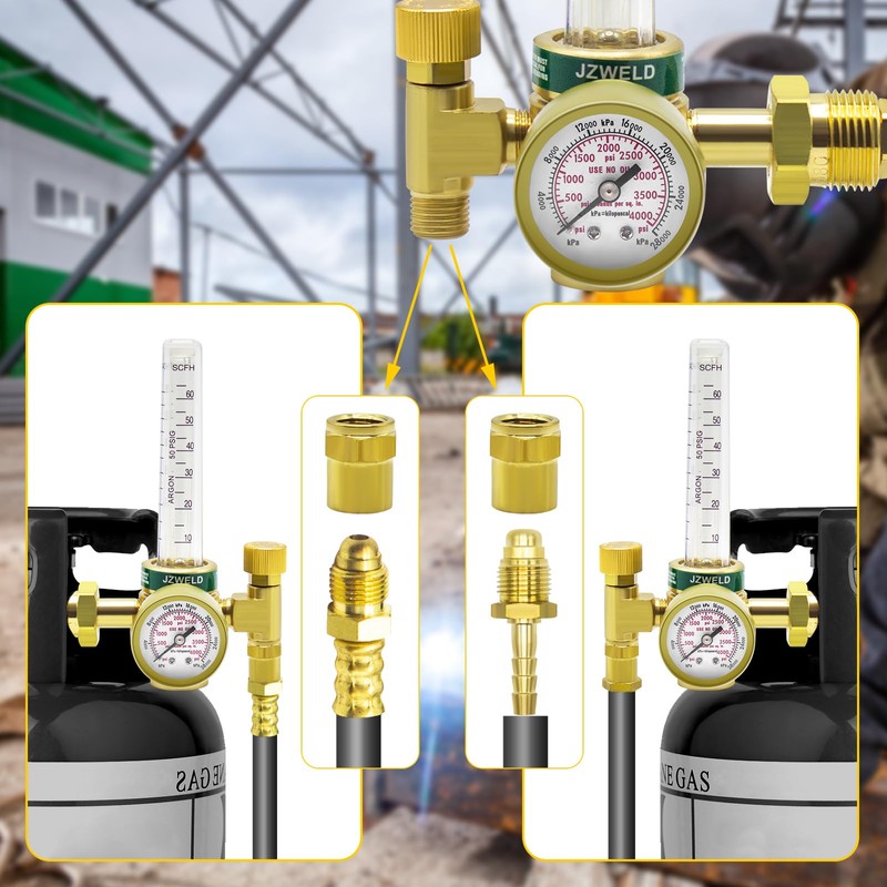 JZWELD Argon CO2 Regulator Flowmeter Gas Gauge for Mig Tig