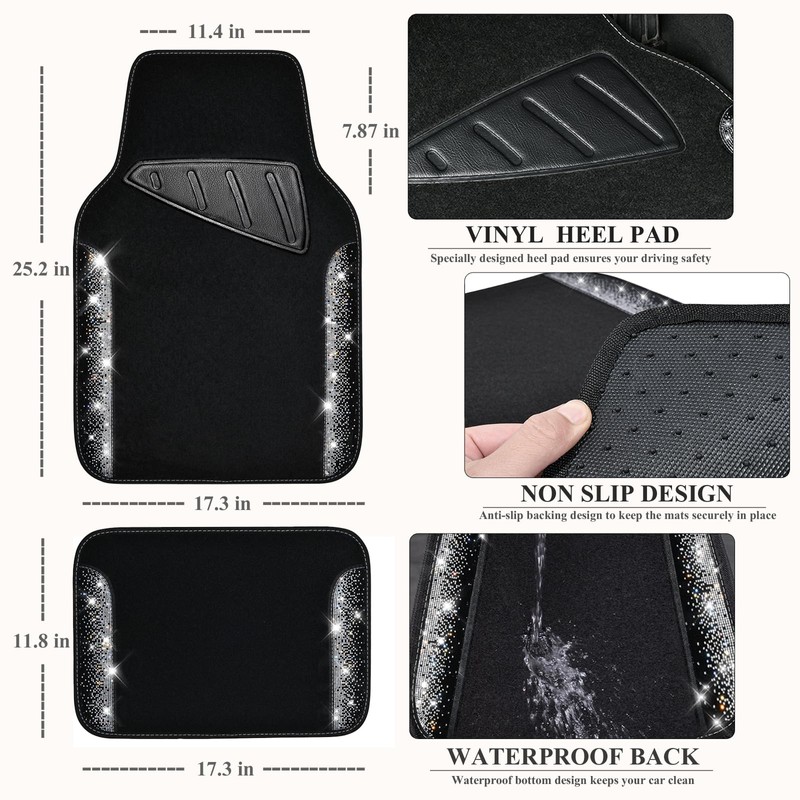 CAR PASS Leather Bling Diamond Car Seat Covers Front &