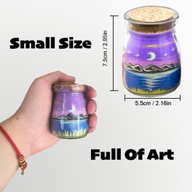Vikooyes Sand Art In Bottle,Office Desk Art Decor,Completed Artwork,Sand Painting Bottle For Shelf Centerpiece Table Decorations(Purple,Fat)