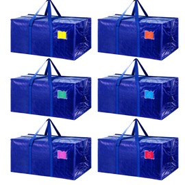 RMOHRO 12 Pack Extra Heavy Duty Large Moving Bags with Reinforced Zipper & Wide Handles, Waterproof Storage Bins for Clothes, College Dorm, Travel, and Home Organization, Blue