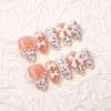 30Pcs Bow Press on Nails Short Almond Fake Nails Blue