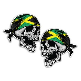 2 x 15cm Jamaica Skull Vinyl Stickers - Jamaican Flag Cool Biker Car Travel Holiday Pirate Patriotic Luggage Scrapbooking Sticker #82132