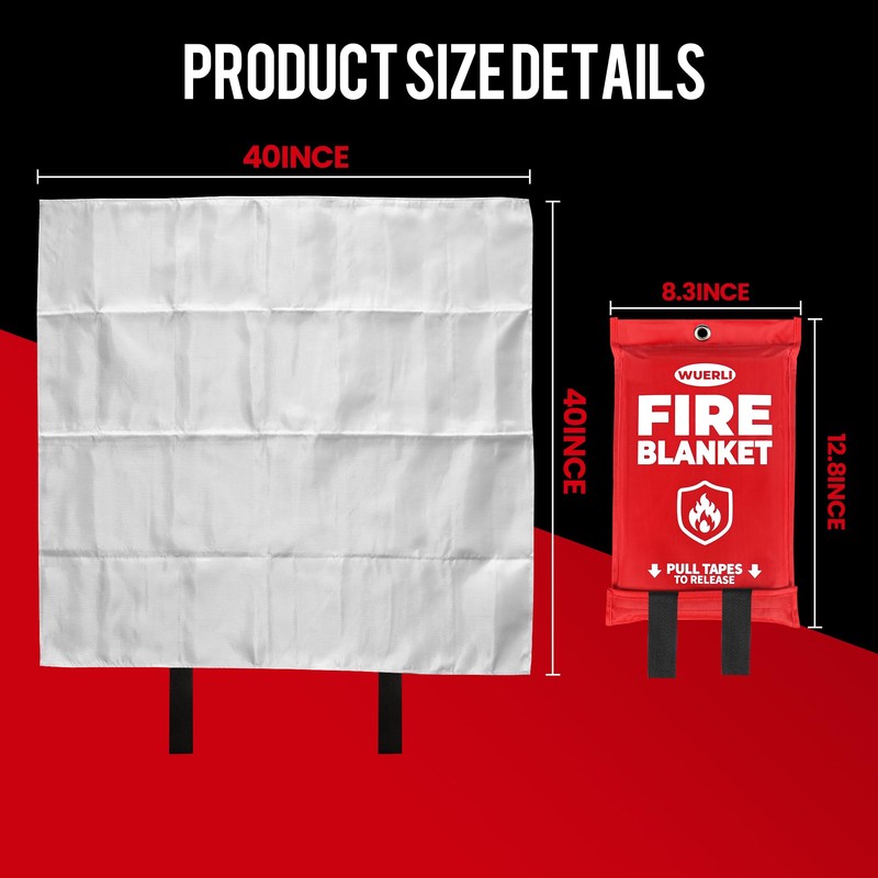 WUERLI Emergency Fire Blanket, Fire Blanket for Home and Kitchen,40"