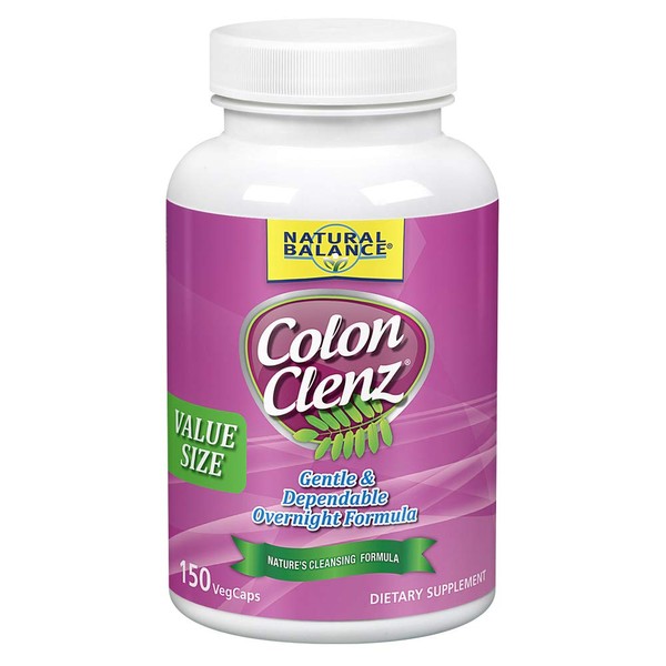 Natural Balance Colon Clenz | Herbal Colon Cleanse & Detox Supplement | Gentle & Dependable Overnight Formula (150 CT)