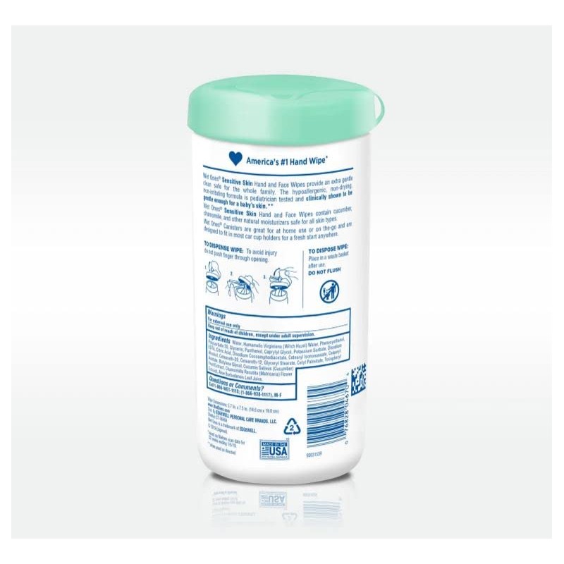 WET ONES Sensitive Skin Moist Wipes Extra Gentle 40 Each