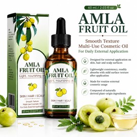 Amla Fruit Oil, Plant‑Derived Multi‑Purpose Nourishing Beauty Oil, Lightweight & Easily Absorbed, Smooth Texture for Daily External Application to Skin, Hair & Scalp, 60 mL (2.03 fl oz)