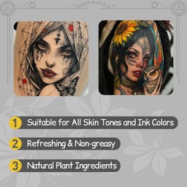Bálsamo Hidratante Para el Cuidado Posterior de Tatuajes, 50 g, Diseño en Barra Retráctil Para Una Aplicación Sin Esfuerzo, Crema Reparadora Hidratante Para Tatuajes Nuevos y Existentes, Realza la Intensidad Del Color