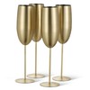 Oak & Steel - 4 Stainless Steel Champagne Flutes with