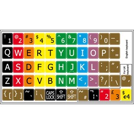NEW LEARNING LARGE LETTERING COLORED UPPER CASE ENGLISH US DECALS FOR KEYBOARDS