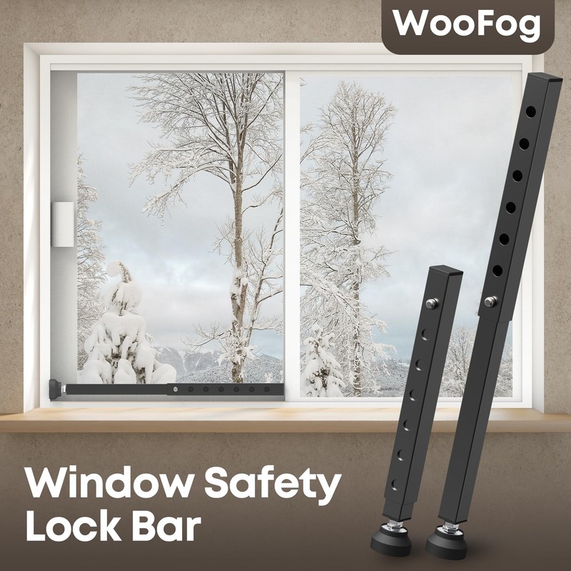 WooFog（Short） Window Security Bar Adjustable, Window Bars Security Inside, Window