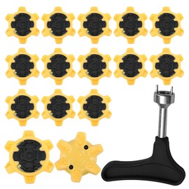Bootoow Golf Shoe Spikes, 16 Golf Spikes with 1 Handheld Golf Shoe Spike Key Replacement for Golf Shoe Spikes for Shoes Spikes Shoes Yellow