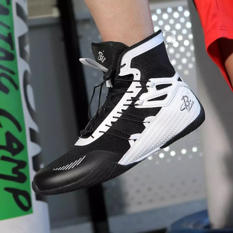 B LU SHOE 남성 복싱화 경량 하이탑 트레이닝화 스트링 ？