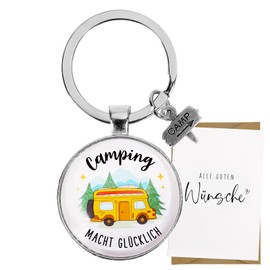 COLOFALLA Motorhome Keyring Motorhome Gift Camping Makes Happy Decoration Accessories Gifts for Camper Camper Birthday Caravan Campervan Christmas New Year Gift, multi-coloured