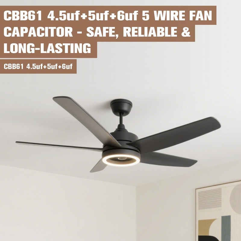 Podoy Ceiling Fan Capacitor CBB61 5 Wire for Compatible with