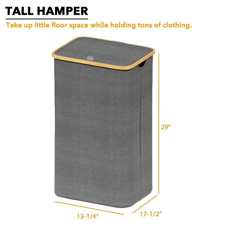 SpaceAid Laundry Hamper with Lid, 110L Large Tall Clothes Basket