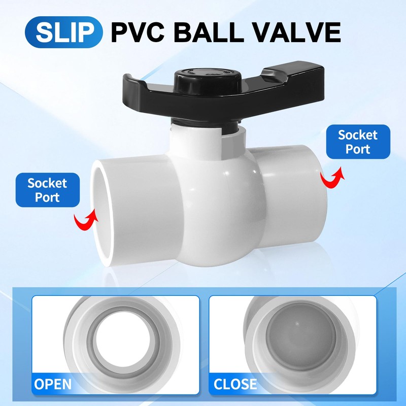 Boltigen 2 inch PVC Ball Valve, 2Pack Slip Full Flow