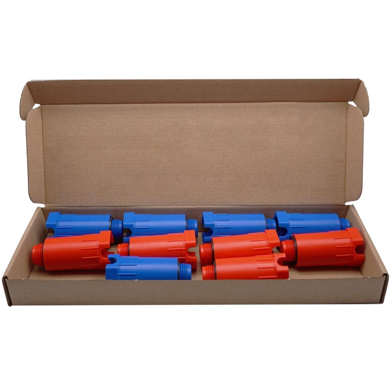 SKIR'CO (2 pcs) Construction Plugs 1/2", Red and Blue Plastic